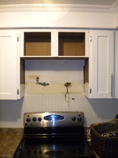 Retrofit a cabinet for microwave Retrofit Microwave Cabinet, Above Microwave Cabinet Ideas, Cabinet For Microwave, Small Bay Window, How To Make A Roman Blind, Microwave Cabinet, Kitchen Microwave, Above The Sink, Microwave In Kitchen