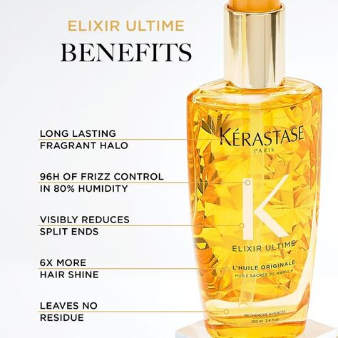 Elixir Ultime Oil Serum - Kérastase | Sephora Kerastase Elixir Ultime, Kerastase Hair, Hair Care Oils, Hair Oil Serum, Longer Hair, Hydrate Hair, Dull Hair, Hair Shine, Frizz Control