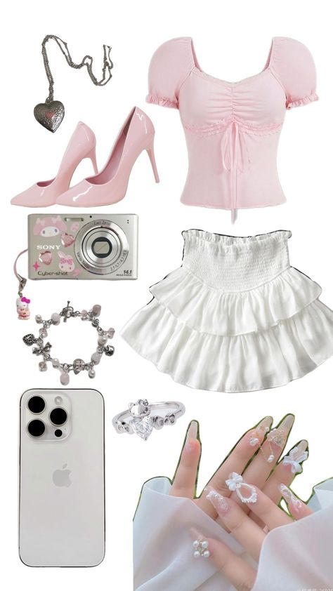 pink coquette outfits inspo #coquetteoutfit #coquettegirl #pink #aestheticpreppy #outfitinspo Cutesy Outfits Pink, Cuqoutte Outfits, Coquette Soft Style Outfit, Coqquete Outfits Ideas, Coquette Outfit Ideas Aesthetic, Y2k Coquette Outfits, Simple Coquette Outfits, Girly Pink Outfits, Cocette Aesthetic Outfits