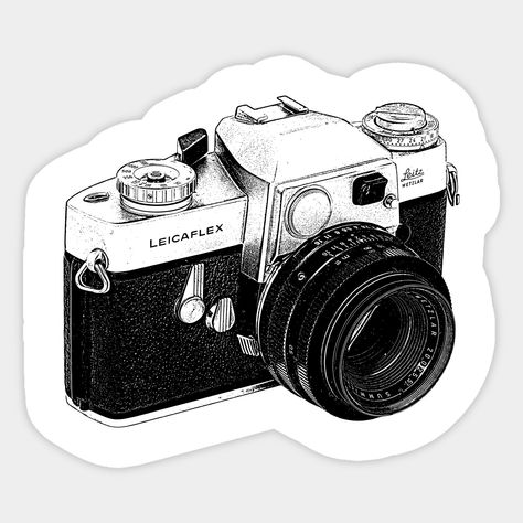 Illustration bçack and white. Leicaflex was the first series of 35 mm format Single-lens reflex (Slr) cameras manufactured by Leitz Camera. (WiKi) -- Choose from our vast selection of stickers to match with your favorite design to make the perfect customized sticker/decal. Perfect to put on water bottles, laptops, hard hats, and car windows. Everything from favorite TV show stickers to funny stickers. For men, women, boys, and girls. Aesthetic Camera Sticker, Cute Camera Stickers, Camera Stickers Printable, Camera Stickers Aesthetic, Old Stickers Vintage, Laptop Stickers Collage, Black And White Camera, Photographer Stickers, Photography Stickers