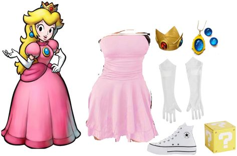 Princess Peach Halloween Costume Outfit | ShopLook Peach Halloween Costume, Princess Peach Halloween Costume, Princess Peach Halloween, Costume Aesthetic, Princess Peach Costume, Peach Costume, Angel Halloween Costumes, Fairy Halloween Costumes, Princess Halloween Costume