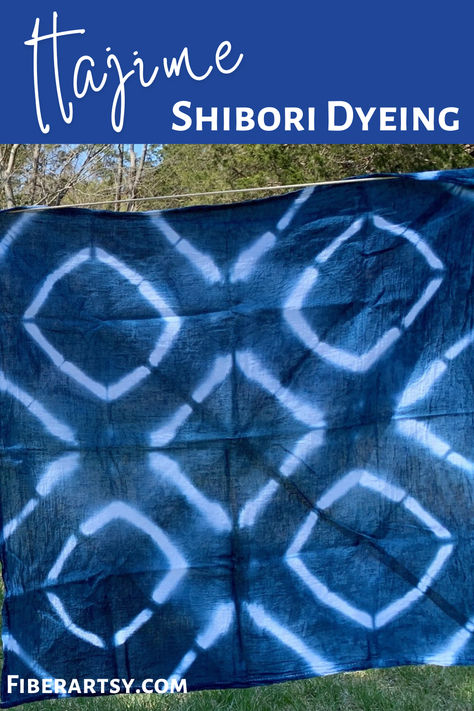 Itajime Shibori Dyeing ~ HOW TO CREATE AN INDIGO DYE BATH AND MAKE A FLAG FOLDED SHIBORI PATTERN. Shibori dyeing is a traditional Japanese technique that involves creating intricate patterns on fabric through a series of folding, stitching, scrunching, twisting, binding, and compressing steps before dyeing.  The parts of the fabric that are compressed, resist absorbing the dye and therefore leave undyed (often white) areas, creating a pattern. Shibori Tutorial, Shibori Dyeing, Itajime Shibori, Shibori Pattern, Shibori Dye, Natural Dyeing, A Flag, Eco Printing, Plant Dyes