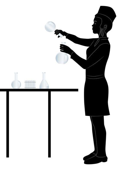 black silhouette of a laboratory assistant Laboratory Assistant, Black Silhouette, Black