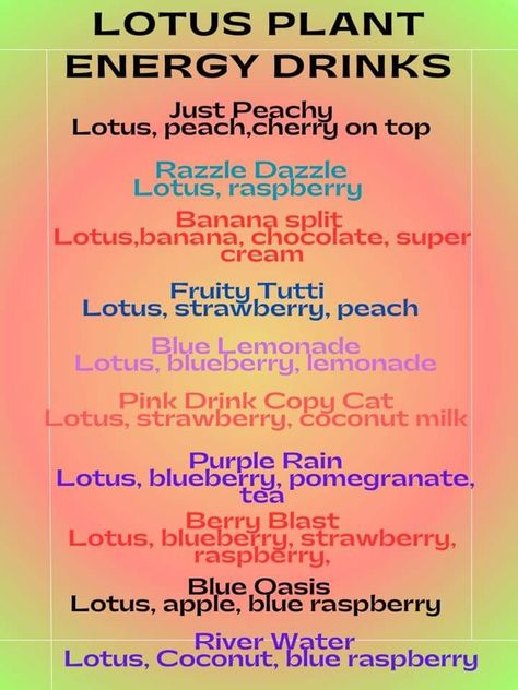 Fall Lotus Energy Drinks, Lotus Flavor Combos, Lotus Combos, Lotus Energy Drink Combinations, Lotus Energy Drink Flavors, Lotus Energy Drink Ideas, Lotus Drink Flavors, Coffee Specials, Lotus Drink Ideas