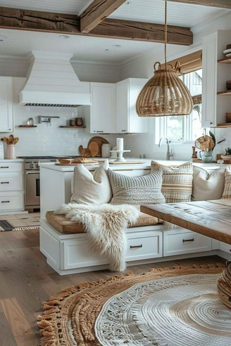 Efficient Room Design, Coffee Corner Design Ideas, Scandinavian Great Room, Boho Breakfast Nook Ideas, Small Home Space Saving Ideas, Cozy Kitchen Nook Ideas, Breakfast Corner Kitchen, Kitchen Nook Ideas Small Corner, Kitchen Boho Ideas