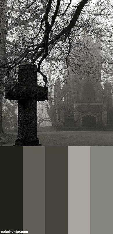 Cincinnati – Spring Grove Cemetery & Arboretum “foggy Morning At Dexter Mausoleum” Color Scheme from colorhunter.com Graveyard Color Palette, Italian Cemetery, Cemetery Ideas, Goth In Cemetery, Southern Gothic Cemetery, Cemetery Of Splendour, Foggy Morning, Dexter, Graveyard