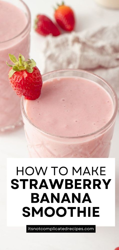 For busy mornings, when you need a quick, nourishing start to the day, my Strawberry and Banana Smoothie is the solution. With sweet juicy strawberries, fresh banana and coconut yoghurt, it is creamy, nutritious and extremely satisfying. It’s a recipe that takes just minutes to prepare and is an ideal breakfast on-the-go. How To Make A Strawberry Smoothie, Strawberry Banana Protein Smoothie, Banana Strawberry Smoothie, Strawberry And Banana Smoothie, Ideal Breakfast, Strawberry And Banana, Banana Protein Smoothie, Coconut Yoghurt, Banana Protein