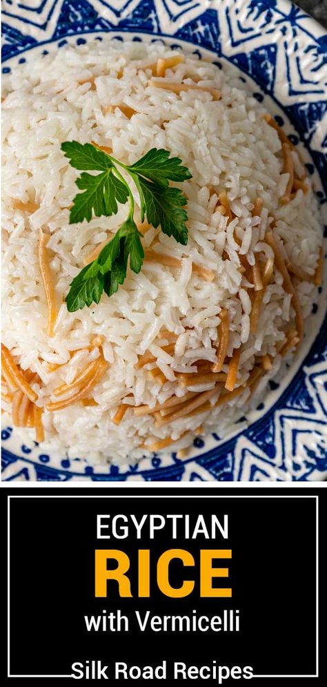 Rice With Vermicelli, Egyptian Rice, Vermicelli Recipe, Egyptian Recipes, Hibachi Fried Rice, Rice Dishes Recipes, Saffron Chicken, Vermicelli Recipes, White Bean Hummus