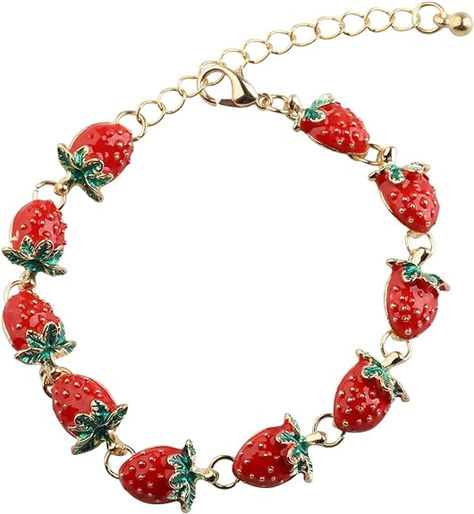 KEYCHIN Strawberry Bracelet Fruit Strawberry Lover Gifts Strawberry Pendent Jewelry For Women Girls Strawberry Bracelet, Strawberry Jewelry, Strawberry Ring, Fruit Strawberry, Strawberry Charm, Red Strawberry, Strawberry Shortcake, Jewelry For Women, Costume Jewelry