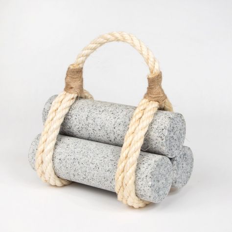 doorstop-stone-jute-handle-gardenista Door Stopper Diy, Japanese Garden Lanterns, Door Stoppers, Cement Diy, Cement Art, Concrete Diy Projects, Asian Homes, Concrete Ideas, Asian Home Decor