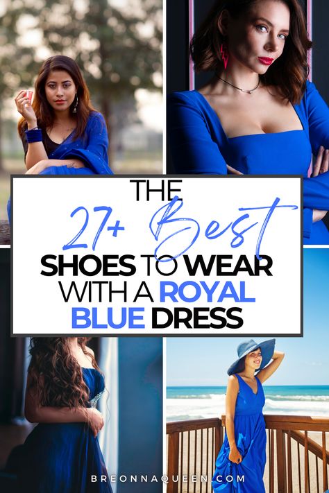 what color shoes to wear with a royal blue dress, royal blue dress outfit ideas, royal blue dress ideas, what shoes to wear with a royal blue dress, royal blue dress what shoes, royal blue shoes outfit ideas Royal Blue Dress With Gold Accessories, Royal Blue Cocktail Dress Classy, Cobalt Dress Outfit, Shoes For Royal Blue Dress, Shoes For A Blue Dress, Blue Dress Shoes Women, Royal Blue And Brown Outfit, Heels With Blue Dress, Cobalt Blue Dress Outfit Wedding