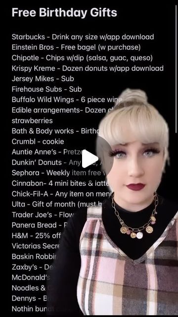 Haley Michelle on Instagram: "List of Free Things you can get on your Birthday 🥳🎉 #freebirthdaystuff #birthdayfreebies #freebirthdayfood #happybirthday #freebirthdayfood" Things You Can Get For Free On Your Bday, Free Gifts On Your Birthday, Birthday Freebies List, Free Things To Get On Your Birthday, Free Things You Can Get On Your Birthday, Free Stuff On Your Birthday, Free Birthday Food, Free Birthday Gifts, Birthday Freebies