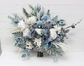 Anemones Bouquet, Wedding Flowers Boho, Teardrop Bouquet, Anemone Bouquet, Blue Winter Wedding, Bridal Bouquet Peonies, Bridal Bouquet Blue, Blue Wedding Bouquet, Silk Wedding Bouquets