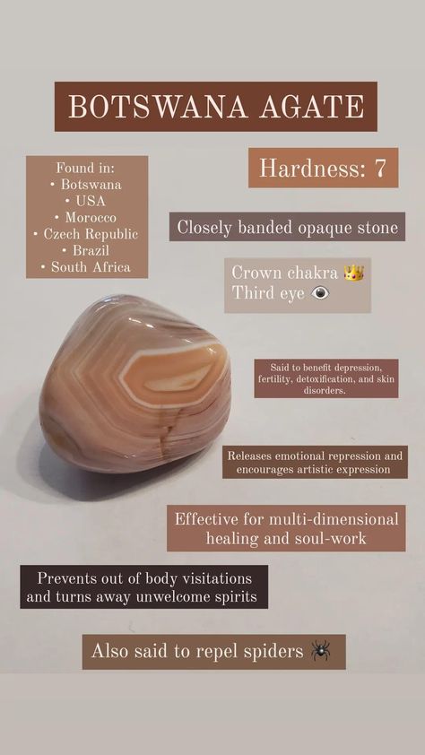 Brown Agate Crystal Meaning, Botswana Agate Crystal Meaning, Botswana Agate Meaning, Agate Crystal Meaning, Crystals Healing Grids, Agate Properties, Crystal Healing Chart, Agate Meaning, Crystal Meditation