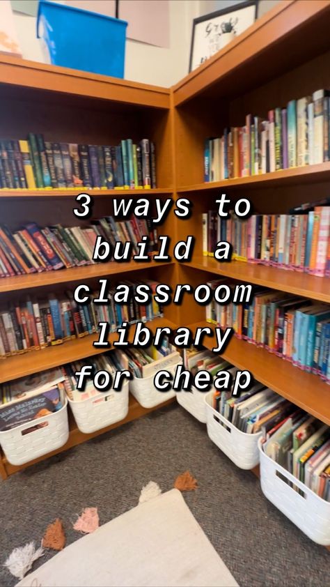 My favorite ways to save money while building my dream classroom library!! 🤗 #classroomlibrary #cheapbooks #library… | Instagram Elementary School Library Set Up, Class Library Organization, Classroom Library Second Grade, Secondary School Library, School Library Organization, Classroom Library Organization Kinder, 4th Grade Teacher, Cheap Books, Class Library