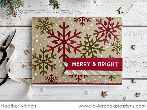 Taylored Expressions Christmas Cards, Layered Stencils, Snowflake Stencil, Snowflake Cards, Christmas Card Inspiration, Jewel Tone Colors, Holiday Tags, Scrapbooking Cards, Taylored Expressions