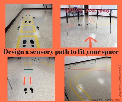 Hallway Movement Breaks, Sensory Hallway, Sensory Walk, Sensory Classroom, Sensory Pathways, Sensory Path, Sensory Tubs, Sensory Wall, Sensory Bags