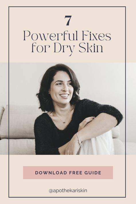 Dry skin is a common issue for women in perimenopause and menopause. The hormonal changes that occur as we get older can leave you with dryness on many parts of your body, including your face, body, hair, nails or even down there. Banish dry skin in your 40s and beyond. Download your free guide now to learn 7 easy tips to manage dry skin! | tips for dry skin, dry skin routine, skin care regimen 40s, menopausal symptoms, best moisturizer for dry skin Dry Skin Tips, Best Moisturizer For Dry Skin, Tips For Dry Skin, Dry Skin Routine, Anti Aging Skincare Routine, Travel Skincare, Routine Skin, Night Time Skin Care Routine, Dry Skin Remedies