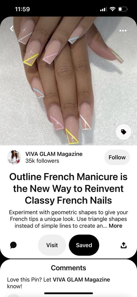 Unique French Manicure, Viva Glam, Artificial Nails, Triangle Shape, French Manicure, Simple Lines, French Nails, Nail Inspo, Geometric Shapes