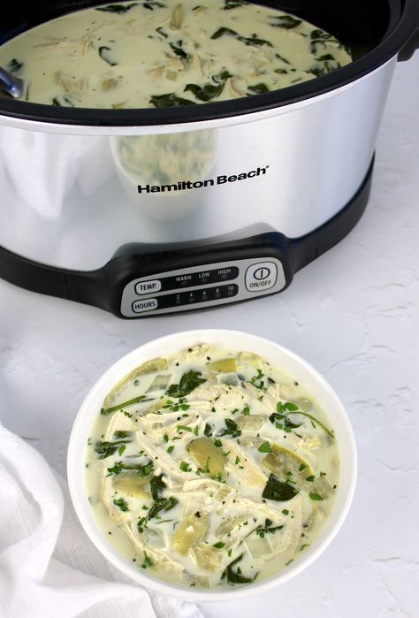 Creamy Chicken Artichoke Soup, Spinach Artichoke Soup Crockpot, Creamy Spinach Artichoke Soup, Chicken Spinach Cream Cheese Crock Pot, Chicken Spinach Artichoke Soup, Spinach Artichoke Chicken Crockpot, Artichoke Chicken Soup, Chicken Artichoke Soup, Spinach Artichoke Soup