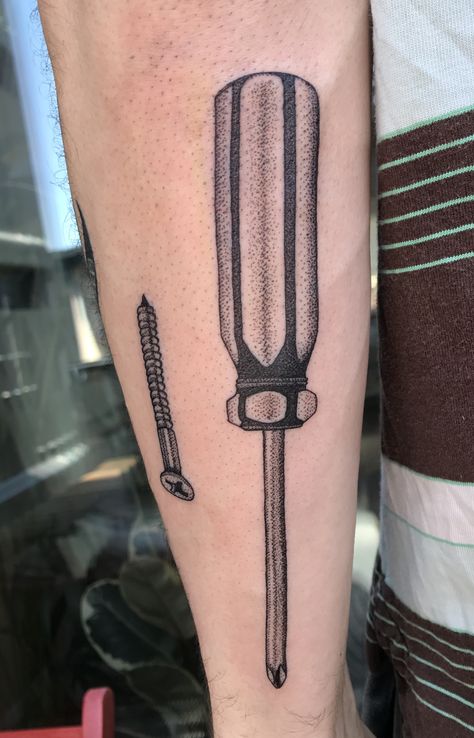 Tattoo by Martha Ellen Smith, London # tattoos #tattooist #marthasmithtattoo #dotwork #dotworktattoo #dotworkers #london #cutetattoos #delicatetattoo #blackwork #smalltattoos #tattoosforwomen #tattooideas #screwdriver Screwdriver Tattoo, London Tattoo, Delicate Tattoo, Dot Work Tattoo, Cute Tattoos, Jesus Fish Tattoo, Blackwork, Small Tattoos, Screwdriver