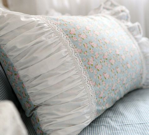 Find 1pc Vintage Blue Floral Print Pillow Case Floral White Ruffles Lace Pillow Cover on eBay in the category Home & Garden>Bedding>Pillowcases. Ruffle Curtains, Rustic Quilts, Lace Pillow, Shabby Chic Pillows, Quilted Pillow Shams, Chic Art, Chic Pillows, Rustic Cottage, Garden Bedding