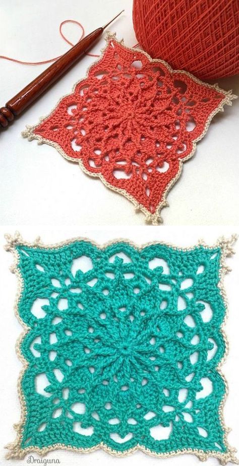 Wispweave Square - Free Pattern Motifs Granny Square, Beau Crochet, Crochet Motif Patterns, Crochet Lace Pattern, Crochet Daisy, Crochet Dress Pattern, Crochet Clothes Patterns, Crochet Motifs, Crochet Cardigan Pattern