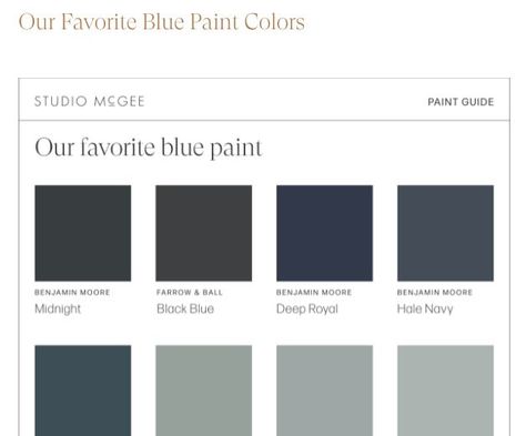 Midnight Bm Paint, Mcgee And Co Favorite Paint Colors, Mcgee And Co Blue Paint, Bm Charlotte Slate, Studio Mcgee Bedroom Paint Colors, Studio Mcgee Blue Paint Colors, Mcgee And Co Paint Colors, Mcgee And Co Bedroom, Mcgee And Co Kitchen