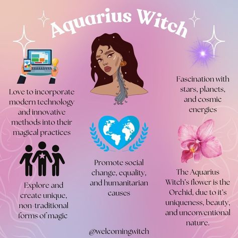 🔮✨ Aquarius witches are visionaries and innovators, embracing unique and unconventional magic. With a love for technology, humanitarian efforts, and cosmic wisdom, they forge their own path in the magical world. 🌌🪐 . . . . . . . . . #wiccansofinstagram #witchlife #witchesofinstagram #witch #witchcraft #wicca #wiccan #pagan #spiritual #spiritualawakening #Spirituality #witchessociety #witchytips #magic #babywitch #beginnerwitch #AquariusWitch Aquarius Witchcraft, Aquarius Magic, Aquarius Witch, Aquarius Qualities, Aquarius Images, Astrology Basics, Aquarius Aesthetic, Aquarius Art, Aquarius Life