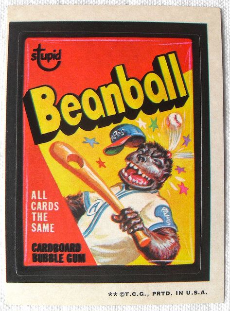 Beanball | OldBrochures.com Bubble Gum Cards, Wacky Packages, Garbage Pail Kids, Wall Graphics, Sports Cards, Video Games Artwork, Video Game Covers, Pops Cereal Box, Bubble Gum