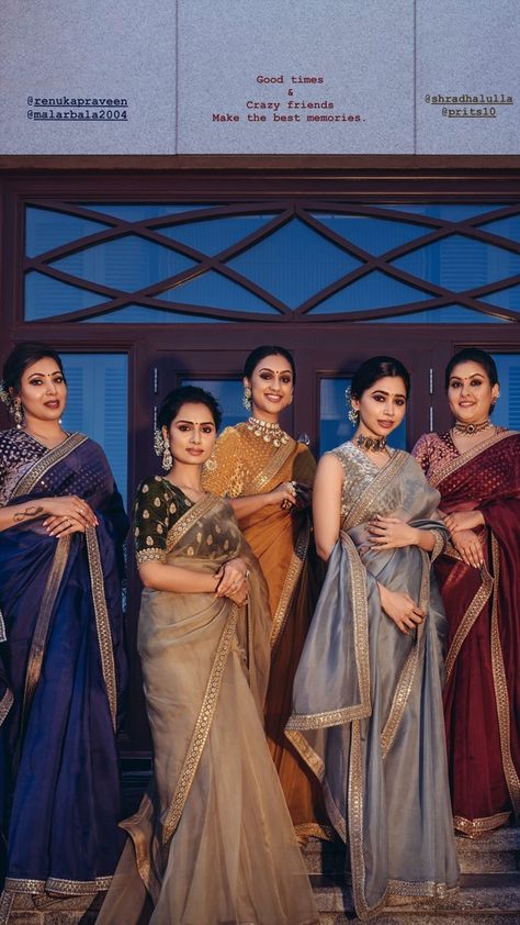 Saree Look For Bridesmaids, Saree For Engagement Bridesmaid, Bridesmaid Sarees South Indian, Saree Ideas For Bridesmaids, Bridesmaid In Saree, Sarees For Bridesmaids, South Indian Bridesmaids Saree, Saree For Friends Wedding, Bridesmaid Saree Look