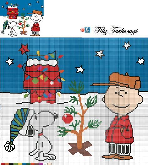 Christmas Cross Stitch Patterns Free, Christmas Embroidery Patterns, Xmas Cross Stitch, Brown Christmas, Winter Cross Stitch, Stitch Cartoon, Disney Cross Stitch, Stitch Book, Charlie Brown Christmas