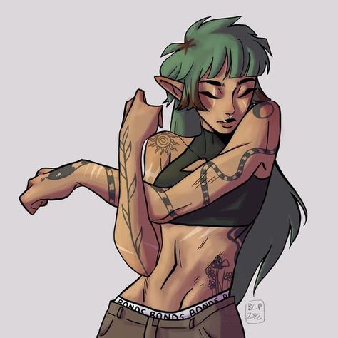 Character With Tattoos Art, Dnd Characters With Tattoos, Dnd Character Tattoos, Dnd Character Tattoo Ideas, Character Art Tattoos, Dnd Tattoo Character, Oc With Tattoos, Tattoo Artist Character, Mummy Character Design