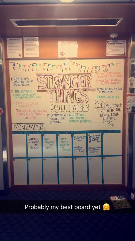 Stranger things board Stranger Things Classroom Ideas, Dorm Door Tags, Stranger Things Classroom, 80s Classroom, Dorm Bulletin Boards, Middle School Bulletin Boards, Dorm Themes, High School Bulletin Boards, Ra Themes