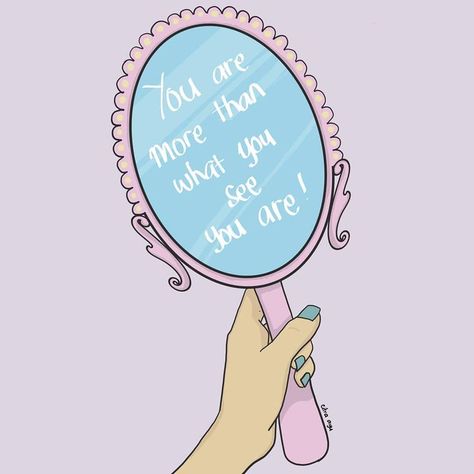 Accepting Imperfection, Mirror Illustration, Body Positive Quotes, Positive Quotes For Women, Funny Attitude Quotes, Small Canvas Paintings, Inner Child Healing, Self Care Bullet Journal, Cute Words