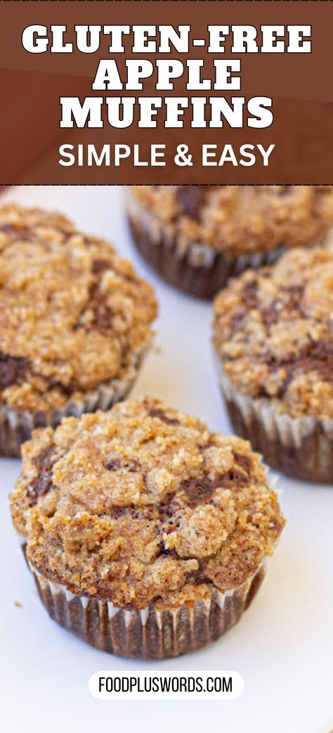 Enjoy these gluten-free apple muffins, a simple and wholesome breakfast option. These moist muffins feature a delightful crumb topping, adding a perfect touch to their natural apple goodness. Apple Muffins With Almond Flour, Simple Apple Muffin Recipe, Gluten Free Apple Oatmeal Muffins, Gluten Free Apple Muffins Easy, Gf Muffins Recipes, Apple Muffins Gluten Free, Sugar Free Apple Muffins, Gluten Free Apple Cinnamon Muffins, Gluten Free Applesauce Muffins