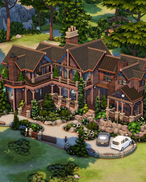 Sims 4 Family House, Sims 4 Houses Layout, Huge Family, Lodge House, Sims 4 Family, Muebles Sims 4 Cc, Sims 4 House Plans, Sims 4 House Building, Mansion Floor Plan