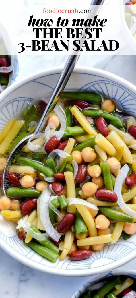 Pantry Salad, Bean Salad Recipes Easy, Bean Salad Recipes Healthy, Three Bean Salad Recipe, Bean Salad Dressing, Four Bean Salad, 3 Bean Salad, Bean Salad Recipe, Three Bean Salad