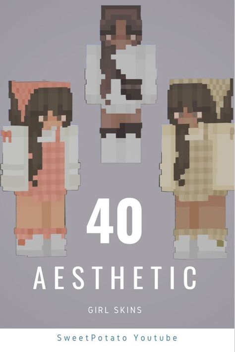 ♡40 skins aesthetic de minecraft ♡ Aesthetic Minecraft Character, Fairy Grunge Minecraft Skin, Rl Craft Minecraft, Minecraft Skins Aesthetic Girl, 64x64 Minecraft Skin, Cottage Core Minecraft Skin, Minecraft Skins Aesthetic Layout, Aesthetic Minecraft Skins Template, Cute Minecraft Skins Aesthetic