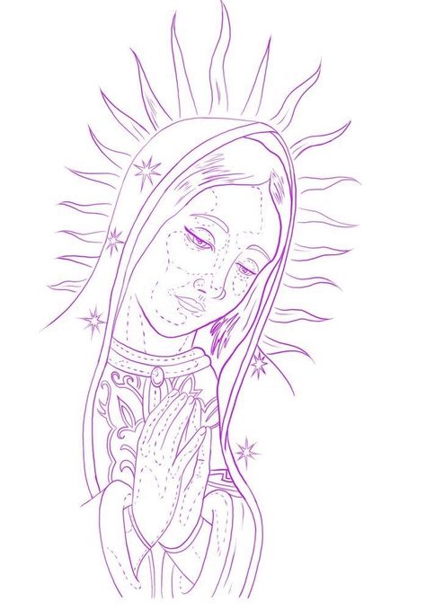 Jesus Tattoo Design, Art Chicano, Virgin Mary Tattoo, Mexican Art Tattoos, Mary Tattoo, Cute Hand Tattoos, Tattoo Outline Drawing, Chicano Art Tattoos, Chicano Drawings