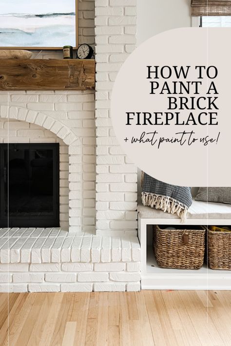 Concrete Skimcoat Fireplace, Modern Farmhouse Brick Fireplace, Farmhouse Bookcase, White Wash Brick Fireplace, Red Brick Fireplaces, White Brick Fireplace, Fireplace Redo, Painted Brick Fireplace, Painted Brick Fireplaces