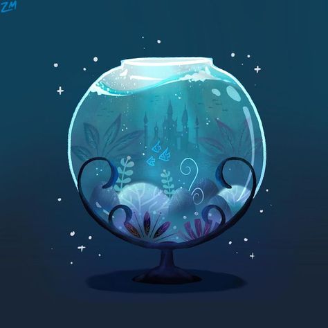 What my dream aquarium would look like ✨🫧 . . #digitalart #illustration #procreate #underwater #fantasy | Instagram post from @tealpinkblue Fantasy Aquarium Art, Fish Tank Illustration, Aquarium Illustration, Fantasy Aquarium, Square Fish Tank, Aquarium Drawing, Dream Aquarium, Underwater Illustration, Aquarium Art