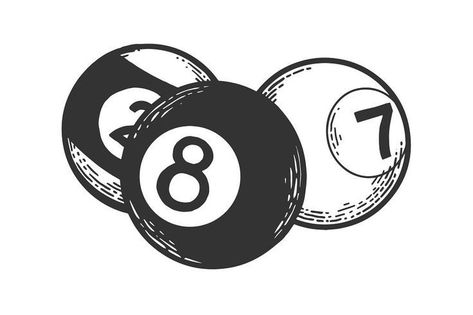 Pool Balls Tattoo, Pool Balls Art, Pool Ball Drawing, Billiard Tattoo, Pool Ball Tattoo, 8 Ball Drawing, Painting Skateboards, Senior Uniform, Black And White Pool