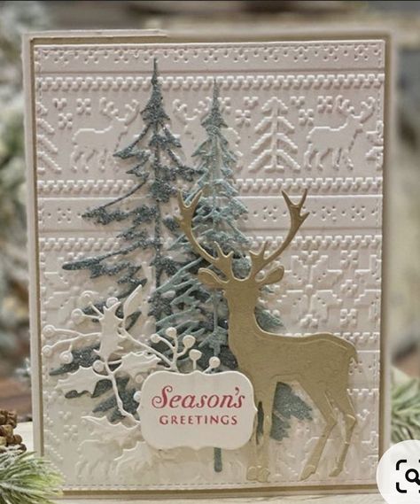 Deer Christmas Cards, Make Christmas Cards, Homemade Holiday Cards, Reindeer Card, Stamped Christmas Cards, Cards To Make, Simple Christmas Cards, Christmas Card Inspiration, Christmas Card Art