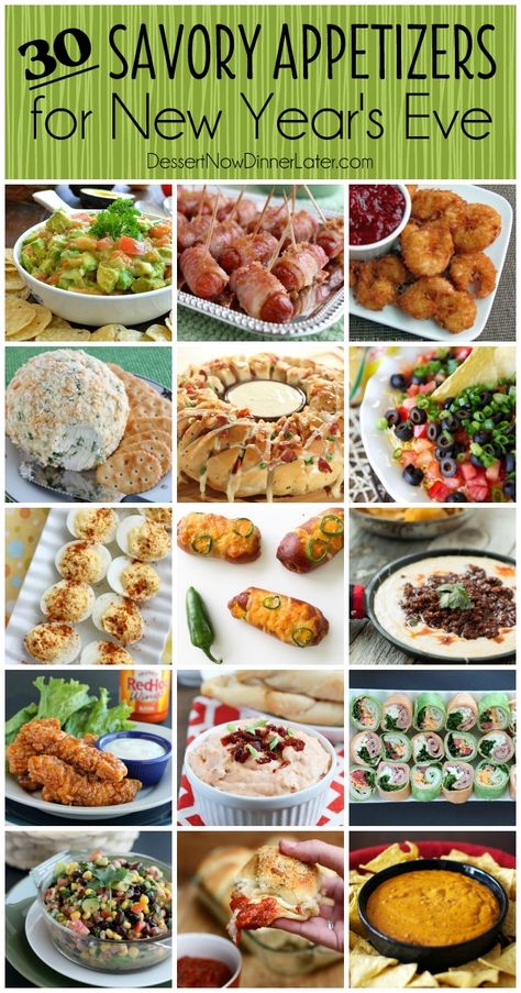 30 Savory Appetizers for New Year's Eve - from chips and dip, to shrimp, roll-ups, or cheesy snacks, you will find something deliciously savory to bring to your New Year's Eve Party! Cheesy Snacks, Savory Appetizers, New Years Appetizers, New Years Eve Food, Chips And Dip, Ww Desserts, New Year's Food, Savory Appetizer, New Year's Eve Party