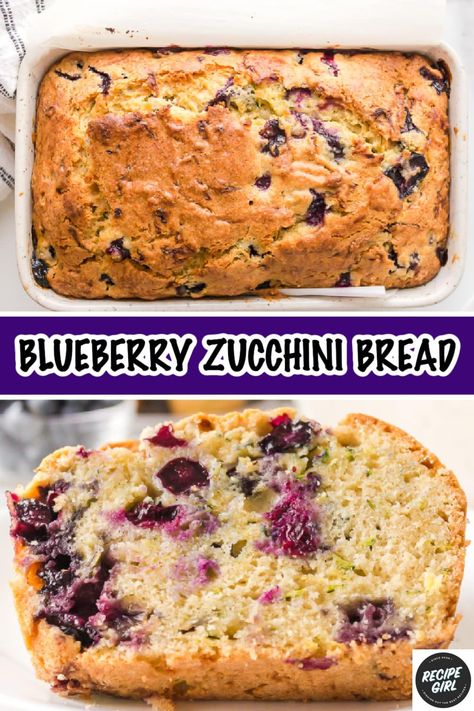 Blueberry Zucchini Bread recipe from RecipeGirl.com Blueberry Zucchini Bread, Blueberry Zucchini, Zucchini Recipes Dessert, Zucchini Bread Recipe, Blueberry Bread, Zucchini Bread Recipes, Bread Recipes Sweet, Blueberry Recipes, Dessert Bread