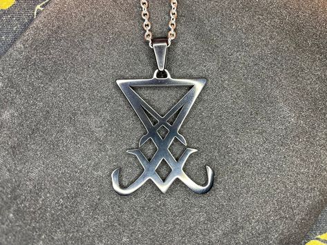 Sigil Of Lucifer, Inverted Pentagram, Dark Times, Morning Star, Stainless Steel Pendant, Black Stainless Steel, Necklace Length, Jewelry Gift, Silver Color