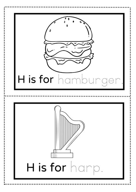 This week we will look at the words that begin with the letter "h". #EnglishRecord#nouns#alphabet#fun#activities#for#kids#colour#in#learning#hat#heart#hand#horse#hammer#helicopter#hamburger#harp#house#hundred#hourglass Letter H Printable, Abc Activity, Letter Book, Abc Worksheets, Worksheet For Kids, Abc Activities, Kids Worksheets Printables, Book Letters, Letter H