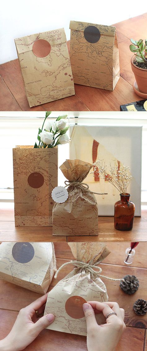 Diy Paper Bag, Map Paper, Gift Bags Diy, Cookie Packaging, Best Diy, Creative Packaging, Final Touch, Printed Bags, Lunch Bag