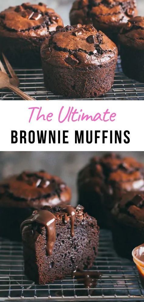 Ultimate Brownies, Brownie Muffins, Sweet Recipe, Homemade Muffins, Chocolate Muffins, Baking Sweets, Eat Dessert, Brownie Recipes, Pavlova